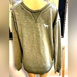 Pink Victoria's Secret Sweatshirt Women's Green Light Weight Sz S